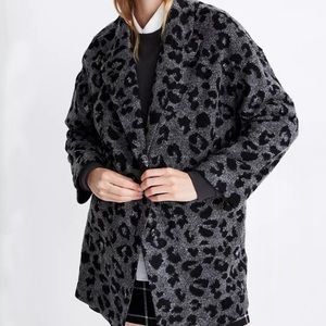 Madewell Texture & Thread black and grey leopard print coat XS jungle cat blazer